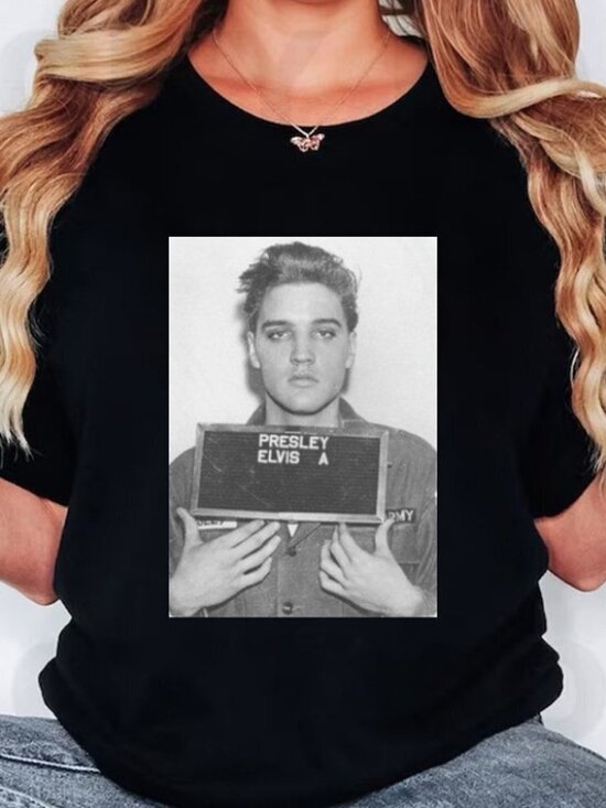 Melanie S Tops - Elvis Presley Army Mugshot Vintage Music Fan Unisex T-Shirt 287